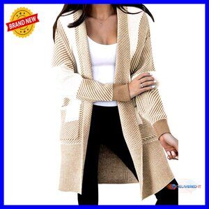 Oversized Long Sleeve Cardigan with Pockets, Cozy Knit Sweater for Fall